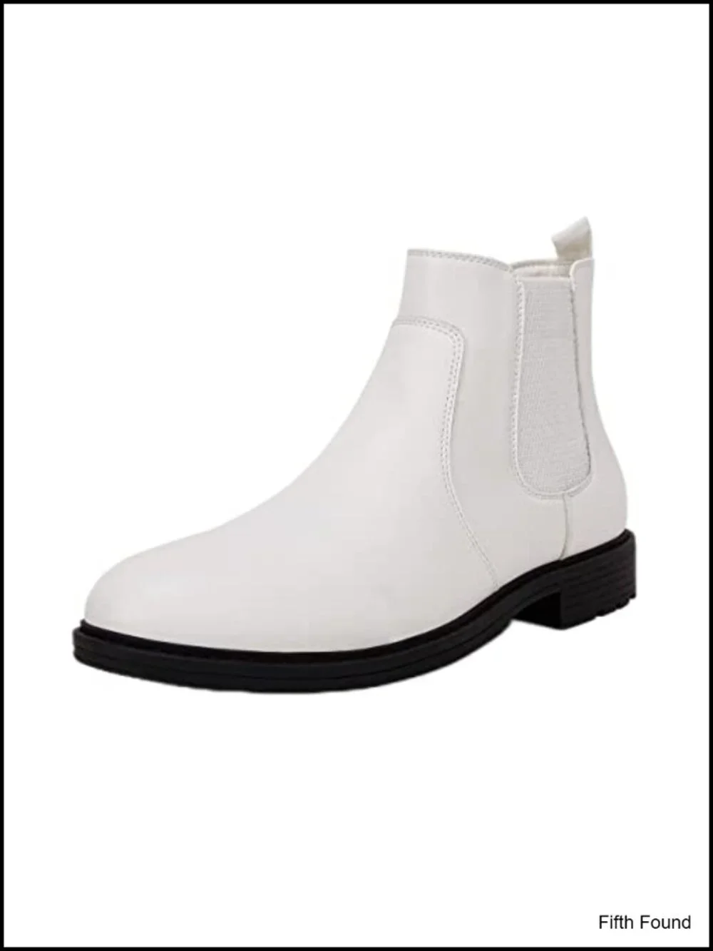 Men's Chelsea Ankle Boots Round Toe Slip On Waterproof Faux Leather Dress
